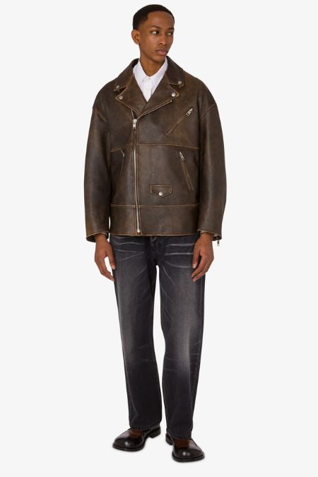 Moschino Men’s Nappa Leather Biker Jacket