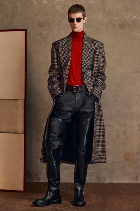 Yves Saint Laurent Men’s Wool Check Long Coat